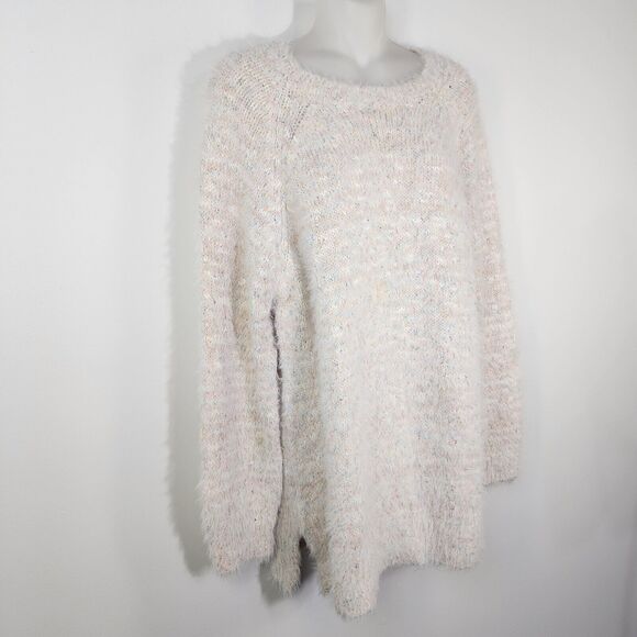 Lou & Grey Womens Sweater Large Long Sleeve Pullover Fuzzy Eyelash Knit Speckled - Picture 4 of 8